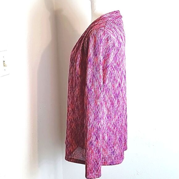 Jones New York Purple & Pink Zigzag Print Lightweight Cardigan Jacket,Sz Medium - Picture 5 of 8